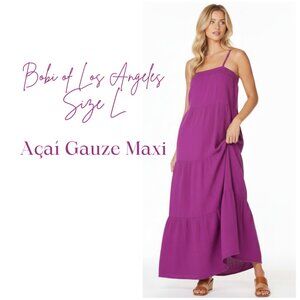 Bobi of Los Angeles Acai 100% Cotton Gauze Tiered Maxi Dress